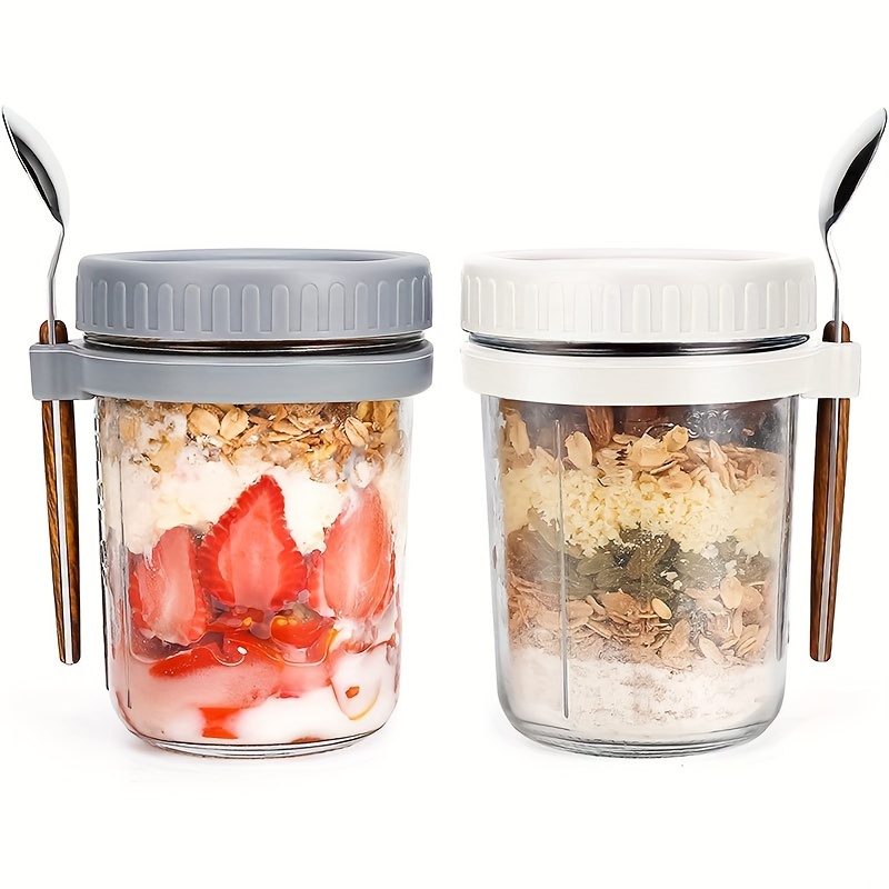 Meal Prep Jar - 1pc/2pcs Glass Oatmeal Cup, Overnight Oats