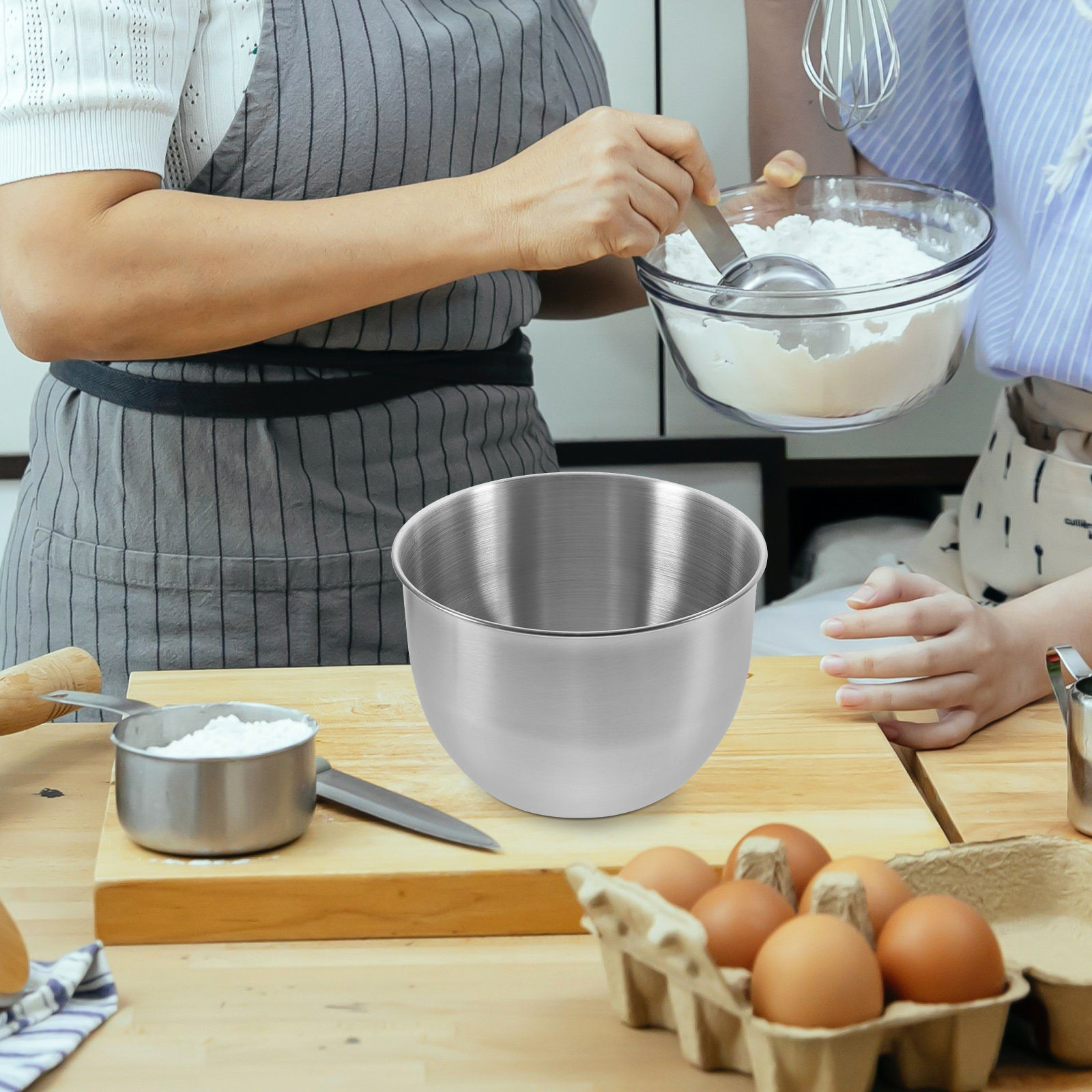 Meal Prep Food - Deep Stainless Steel Mixing Bowl Thick