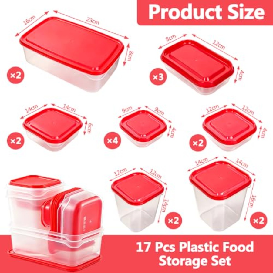 17Pcs Plastic Food Storage Set - Meal Prep Food recension och pris
