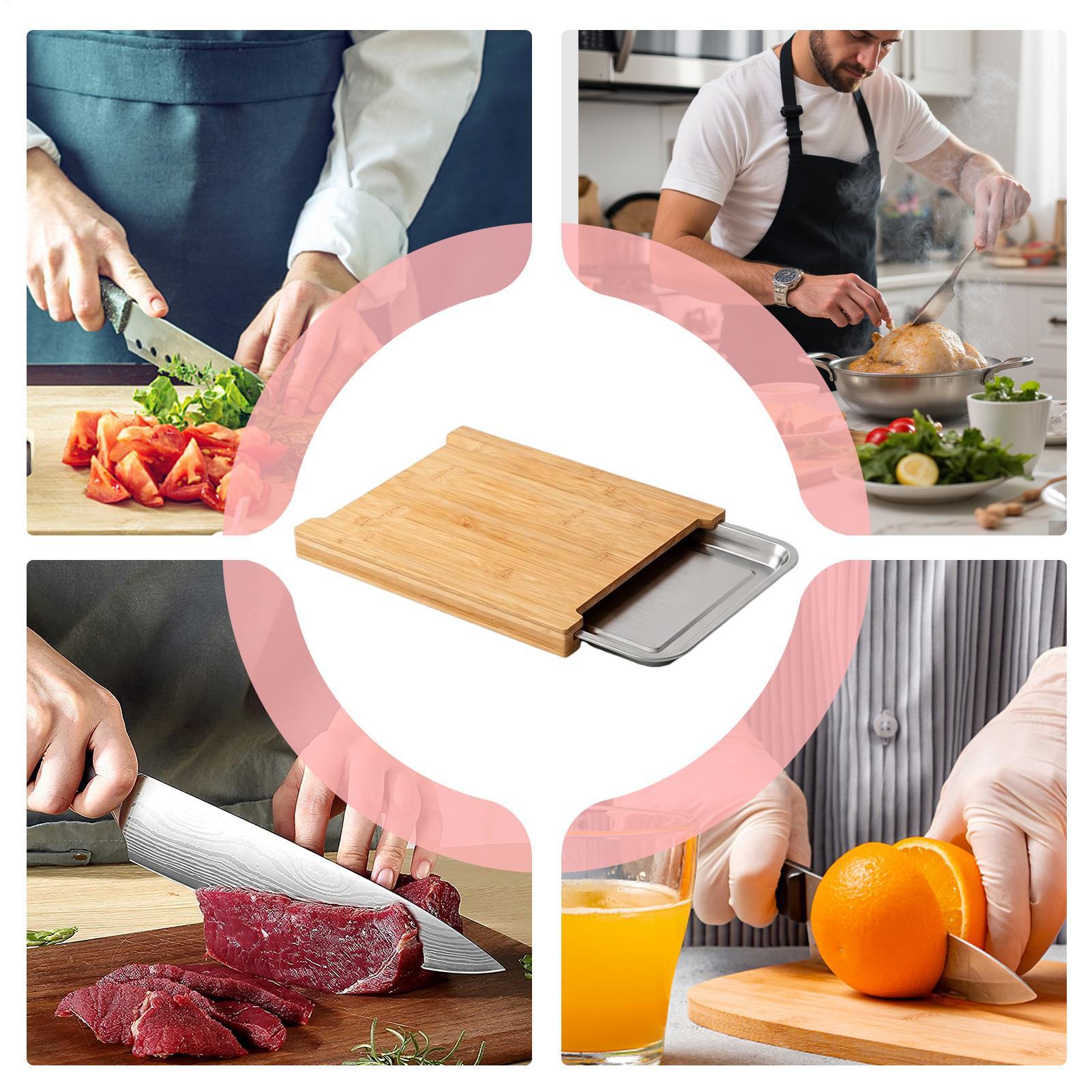 Wooden Cutting Board Non-Slip  - Meal Prep Food recension och pris