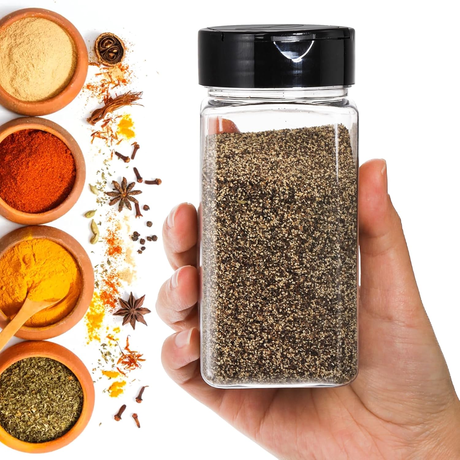 Square Large Plastic Spice Jar - Meal Prep Jar recension och pris