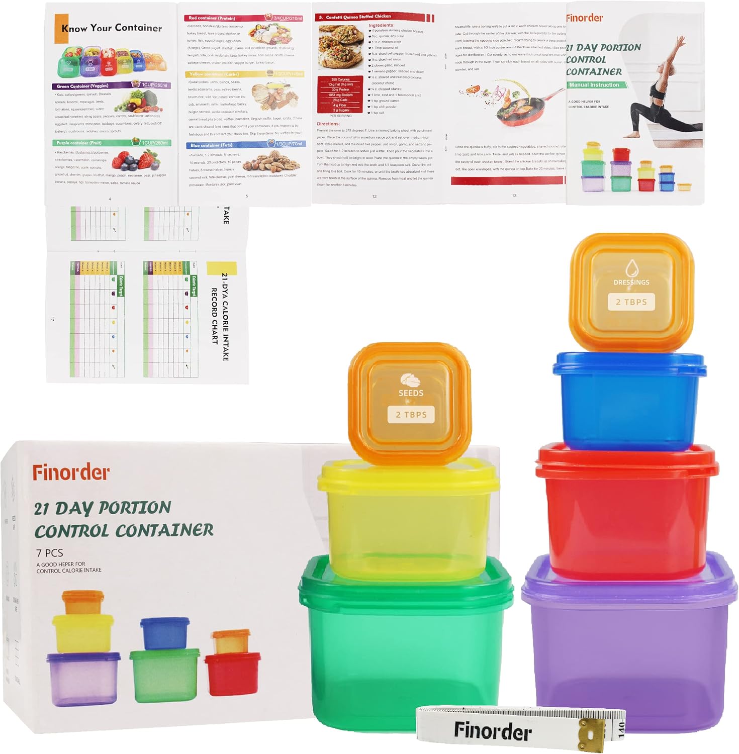 7pcs 21 Day Portion Control Co - Meal Prep Kit recension och pris