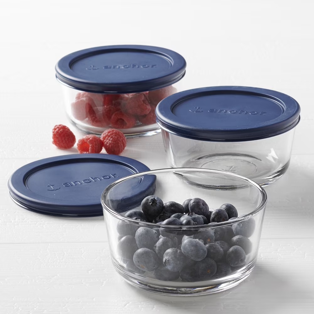 3 Pack 2 Cup Round Tempered Gl - Meal Prep Kit recension och pris